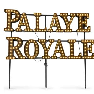 Custom Outdoor Vintage Marquee Letters Large Metal Bulb Light Sign with Ground Stakes for Garden Event Decoration