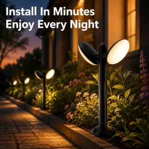 Custom Petal Head Outdoor LED Garden Light Double Head Landscape Bollard Lamp for Hotel Park Patio Driveway Path Lighting
