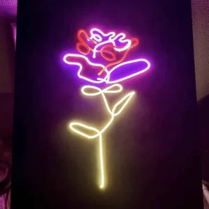 Custom Rose Shape LED Neon Sign Customized Logo Wall Decor Light for Flower Shop Photo Background