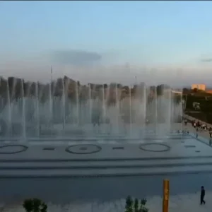 Custom Size Stainless Steel Buried Dry Floor Fountain with Color Changing Light 110-230V Compatibility for Theme Park Mall Decor