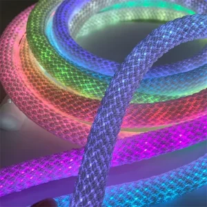 Custom WS2811 WS2812B RGB Woven Silicone Flex LED Neon Tube Strip Lights 5V IP67 Indoor Outdoor Dimmable CRI80