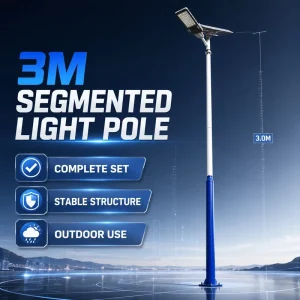 Customisable Sized Outdoor Solar LED Street Light Poles Steel Hot Dip Galvanized for Road Use Arid Desert Regions Strong Winds