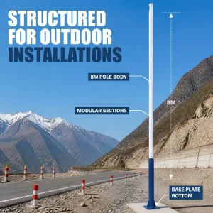 Customizable 10ft 20ft Steel Municipal High Mast LED Street Light Pole 8M for Parking Lot Highway Square Lighting