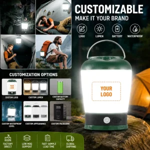 Customizable Logo Portable IP65 Waterproof USB Rechargeable LED Camping Lantern Dual Temperature CE Certified Emergency Lamp