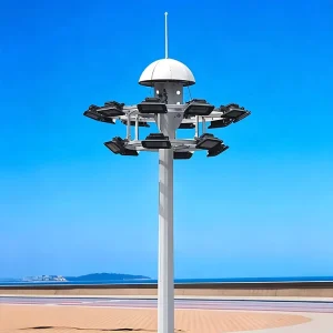 Customized 25m 40m 45m Hot Dip Galvanized Steel Round High Pole Floodlight Pole 200W 400W Solar Light Tower Mast