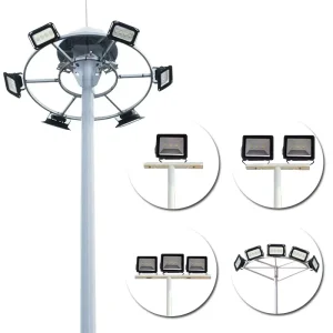 Customized 40m Hot-Dip Galvanized Steel High Mast Floodlight Pole with Round Pole Top Solar Light Tower Mast