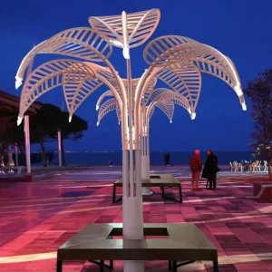 Customized LED Outdoor Landscape Light for Garden with Artificial Palm & Olive Tree Design AC Powered IP55 Waterproof