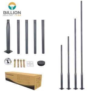 Customized Outdoor 2.5m-6m Single Arm Galvanized Steel Solar Street Light Pole Post Lamp with 2-Year Warranty