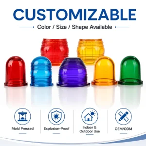 Customized Size Explosion Proof Red Blue Green Glass Dome for Indoor and Airport Use Outdoor Lighting Cover