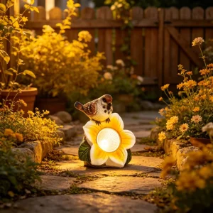 Customized Waterproof Home Decoration 3D Bird Sculpture Outdoor Flower Solar Light Suitable for Garden and Courtyard Decoration