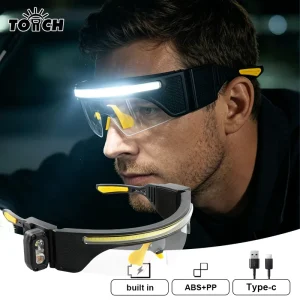 Cycling Glasses Headlamp with Sensor, Windproof, for Inspection and Repair