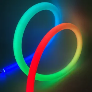 D25mm 360° Glowing Black Silicone Round Tube Pixel RGBIC Smart Lighting for Home Party Bar Decor