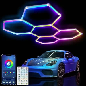 DC LED Hexagonal Honeycomb Lamps for Car Detailing Workshop Lighting & Garage IP65 Rated for Warehouse Residential Use