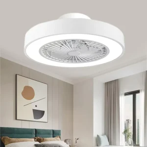 DC Motor Rattan LED Ceiling Fan with Light, 18-Inch Low-Profile Design