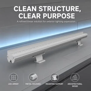 DC24V Aluminum Static Single-Color LED Wall Washer IP66 Ra90 Built-in Wire Groove