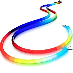 DMX 360 Degree RGBW LED Silicone Tube Programmable Black Neon Rope Light IP67 Waterproof for Nightclub Rave Music Festival