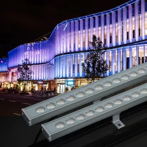 DMX512 Outdoor Wall-Mounted RGB LED Aluminum Wall Washer Light with Tempered Glass, 18W 24W 36W IP Waterproof