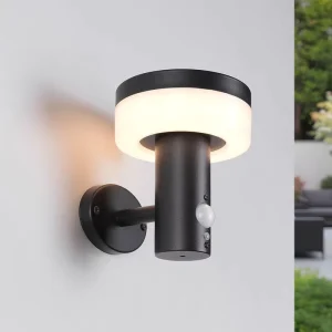 Decorative Black Stainless Steel Motion Sensor Garden Led Waterproof Solar Light Rechargeable Dimmable Outdoor for House Wall