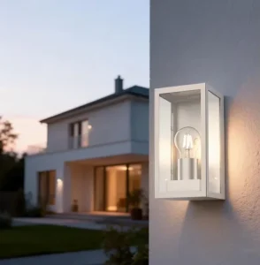 Decorative Black Stainless Steel Tempered Glass Shade LED Waterproof E27 Outdoor Garden Wall Mounted Lamp Warm White Light