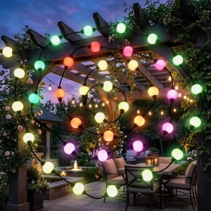 Decorative Colorful Waterproof DMX Pixel Ball String LED Garden Light with IP65 Protection and Warm White