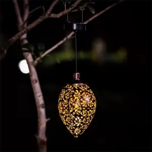 Decorative Metal Outdoor Hanging Led Solar Lantern Garden Lights for Patio Pathway Yard Porch Backyard Decor