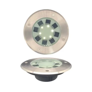 Decorative Rounded IP68 Solar Panel LED Underground Lights 6 LEDs LiFePO4 Battery Dual Lighting Modes
