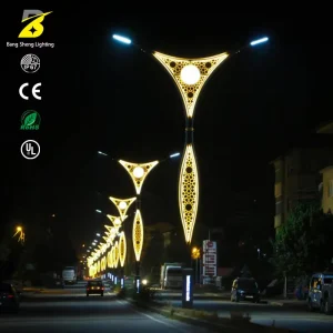 Decorative Solar Powered LED Street Light with Arabic Pattern IP67 Waterproof Christmas Landscape Lighting for City and Plaza