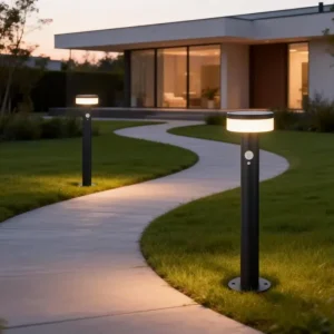 Decorative Stainless Steel Waterproof Motion Sensor LED Battery Operated Solar Outdoor Garden Bollards Lights