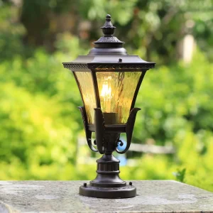 Die-Cast Aluminum LED Courtyard Wall Post Light with Glass Lampshade, IP65 Waterproof