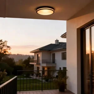 Die-Cast Aluminum Waterproof PC Shade Round E27 15W Exterior Garden Outdoor Porch Ceiling Light