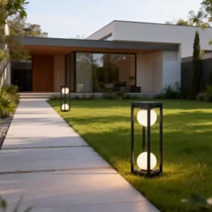 Die cast Aluminum LED AC Powered Dawn Garden Lamp Waterproof Modern E27 Lawn Light Decoration Outdoor Yard Bollard