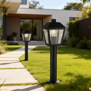 Die-cast Aluminum LED AC Powered Modern E27 Bollard Light IP44 Waterproof Outdoor Pathway Light for Garden Patio Driveway