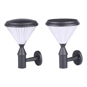 Die-cast Aluminum LED Polycarbonate Diffuser Outdoor Wall Pillar Lights IP65 Solar/AC Powered Garden Porch Lighting