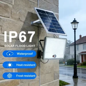 Die-cast Aluminum Solar Flood Light 50W-200W IP65 Waterproof LED Security Lamp with Motion Sensor for Outdoor Farm Yard Lighting
