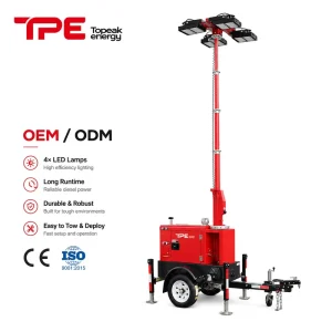 Diesel LED IP23 Mobile Tower Light Color Custom Durable Low Consumption Generator Silent Optional for Hospital Lighting