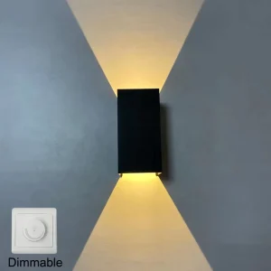 Dimmable 12W Outdoor Waterproof LED Wall Lamp COB Chip Up and Down Sconce Aluminum IP65 Square Porch Garden