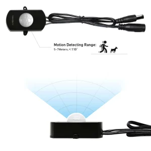 Dimmer Motion Sensor Switch for 12V/24V DC Constant Voltage LED Light Strips and Automatic Sensory Devices