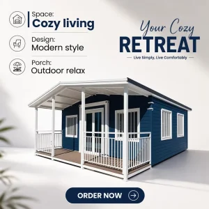 Double Wing Quick Setup Insulated Prefab Cabin Double Sealed Roof Joints for Backyard Rental Property Investment Asset