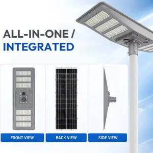 Double-sided Lighting Galvanized Steel IP65 Waterproof Radar Motion Sensor Remote Control All-in-One Solar Street Light