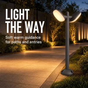 Dual Head Adjustable 20W LED Lawn Light, Outdoor IP65 Waterproof Garden Bollard Light
