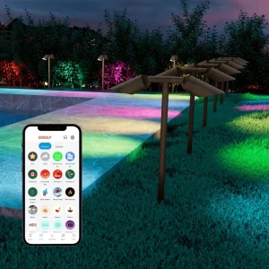 Dual Head LED Garden Spike Light Brass IP65 24V Smart RGBW Landscape Lighting