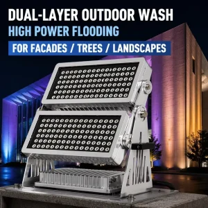 Dual-Layer RGB RGBW LED Wall Washer Light, 200W 240W, DMX512, Architectural Facade, Tree, Landscape, Event and Stage Lighting