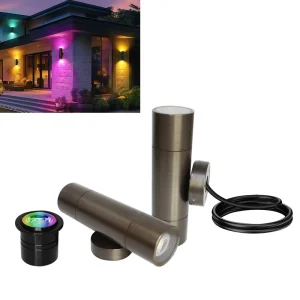 Durable Brass Outdoor LED Wall Light IP65 Waterproof Design 12W 24V Smart LED RGBW Outdoor Wall Light Garden Pathway Lighting