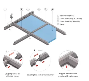 Durable Galvanized Metal Support Frame Light Steel Keel Ceiling Grid Components