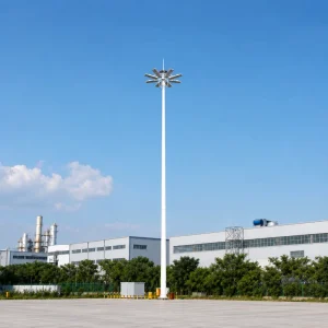 Durable Q345B Steel High Mast Light Pole Automatic Lifting System Hot Dip Galvanized Polygonal High Mast Pole