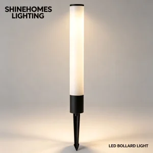 Durable Stable Easy Install Cylindrical LED Spike Outdoor Lawn Light Soft Glow White Black for Garden Pathway Courtyard Yard