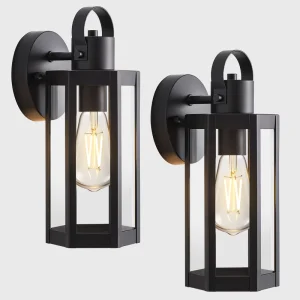 Dusk Dawn Black IP65 Waterproof Stainless Steel & Polycarbonate LED Wall Sconce Light 20 Degrees Beam Angle CRI 90 Garden
