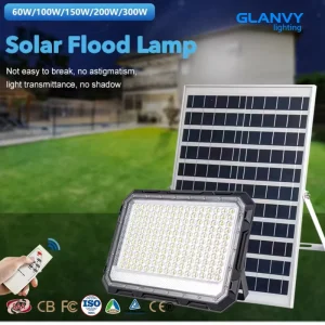 Dusk to Dawn Solar Flood Light 60W 100W 150W 200W 300W LED 6000K Outdoor Motion Sensor Security Light IP65 Remote Control