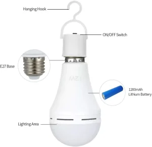 E27 B22 800mA 7W 9W 12W 15W Portable Hanging Hook Rechargeable LED Camping Light