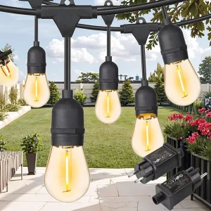 E27 Garden Outdoor String Lights IP65 Waterproof S14 Shatterproof LED Bulbs Solar for Christmas Patio House Backyard Party
